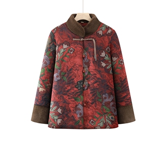 奶奶冬装棉袄加绒加厚70岁老年人妈妈棉衣老太太唐装过年保暖外套