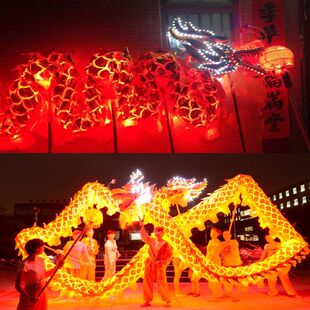 舞龙道具舞龙灯国标9节烫金灯光龙酒吧LED夜光龙舞龙舞狮发光龙