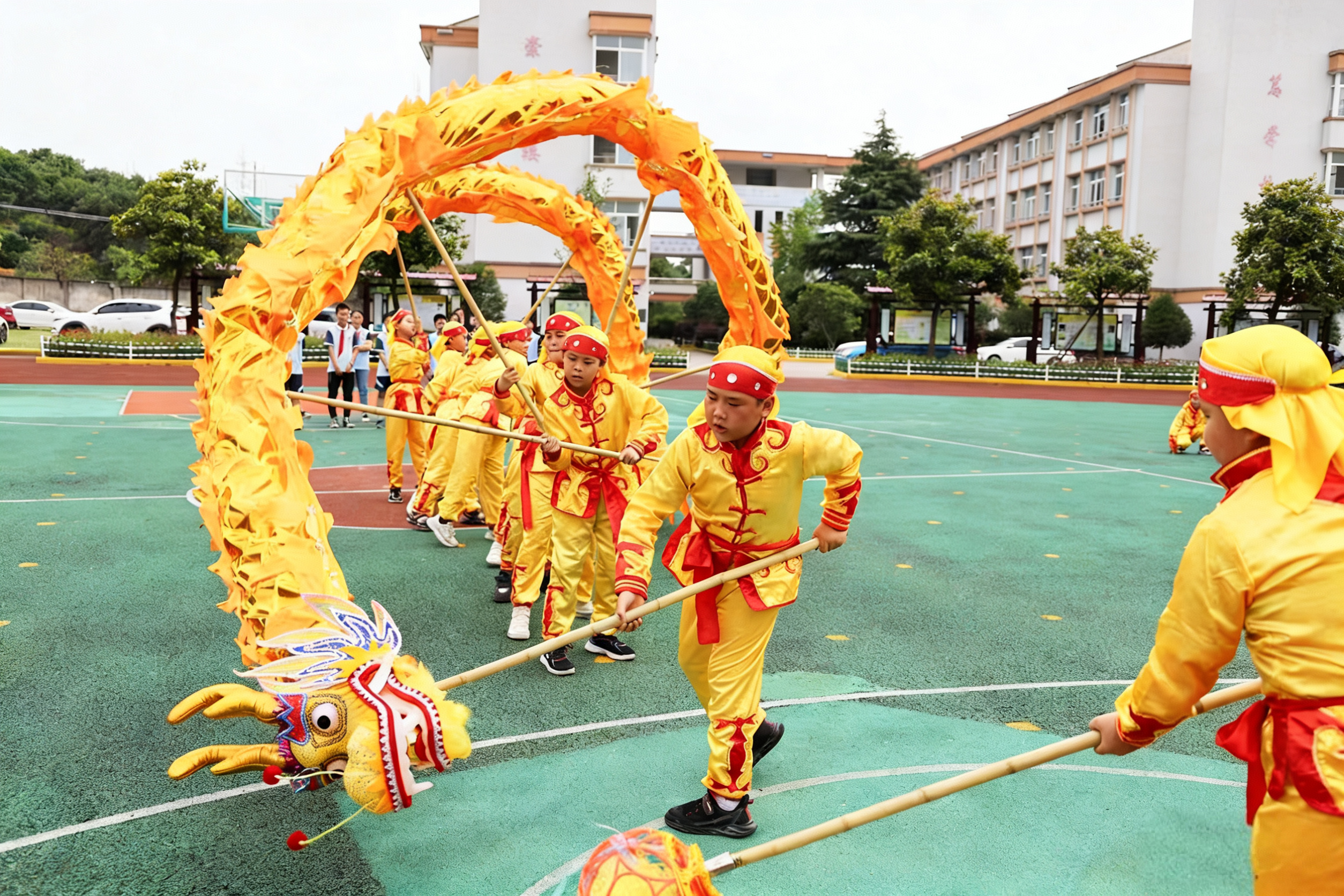 5号学生舞龙运动会舞台表演牛津布烫金龙舞龙舞狮道具春节舞龙灯