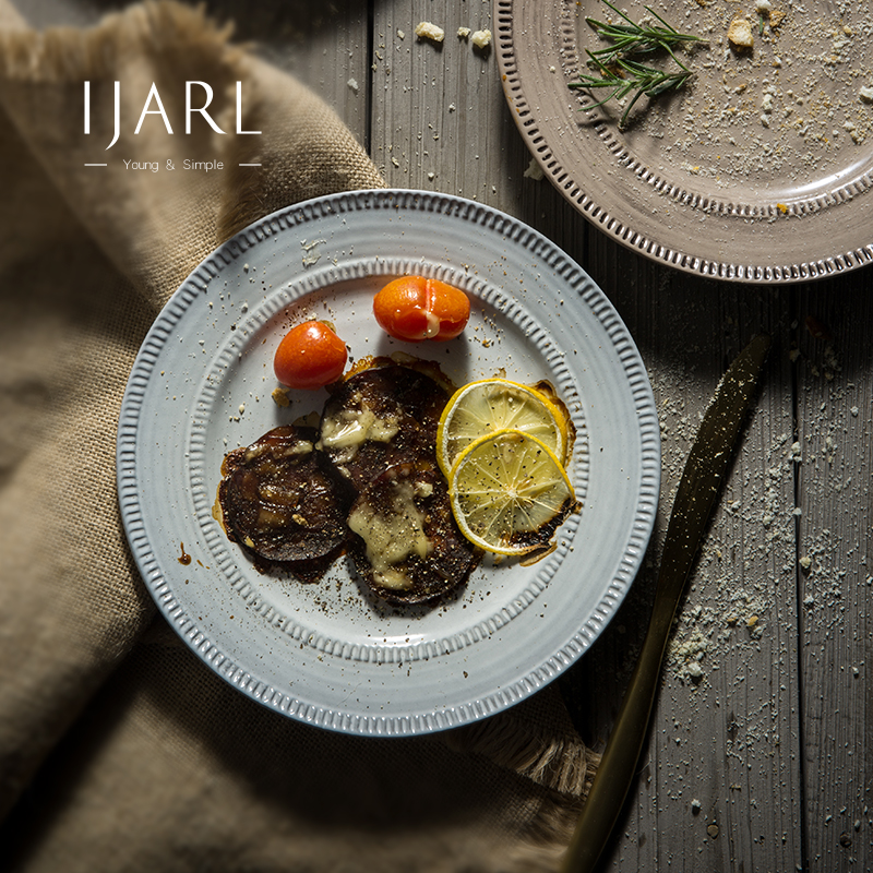 ijarl亿嘉盘子菜盘家用欧式复古陶瓷餐盘大号牛排西餐盘菜碟鱼盘 餐饮具 盘 原图主图