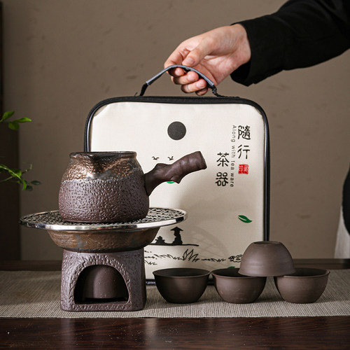 围炉煮茶户外带包小碳炉全套网红罐罐茶煮茶器具陶瓷茶壶茶杯套装