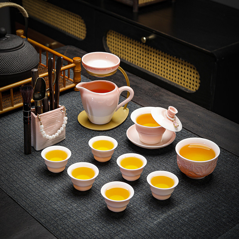羊脂玉陶瓷渐变高颜值茶具套装