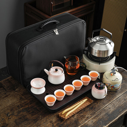 户外便携式旅行茶具套装功夫茶具带烧水炉野外露营煮茶壶泡茶装备