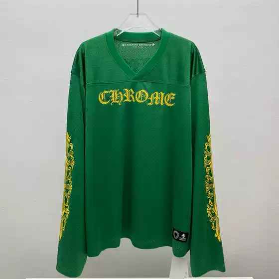 2026 New Streetwear Sanskrit Print Hockey Jersey Mesh Long Sleeve T-Shirt Unisex Loose Casual Versatile Top