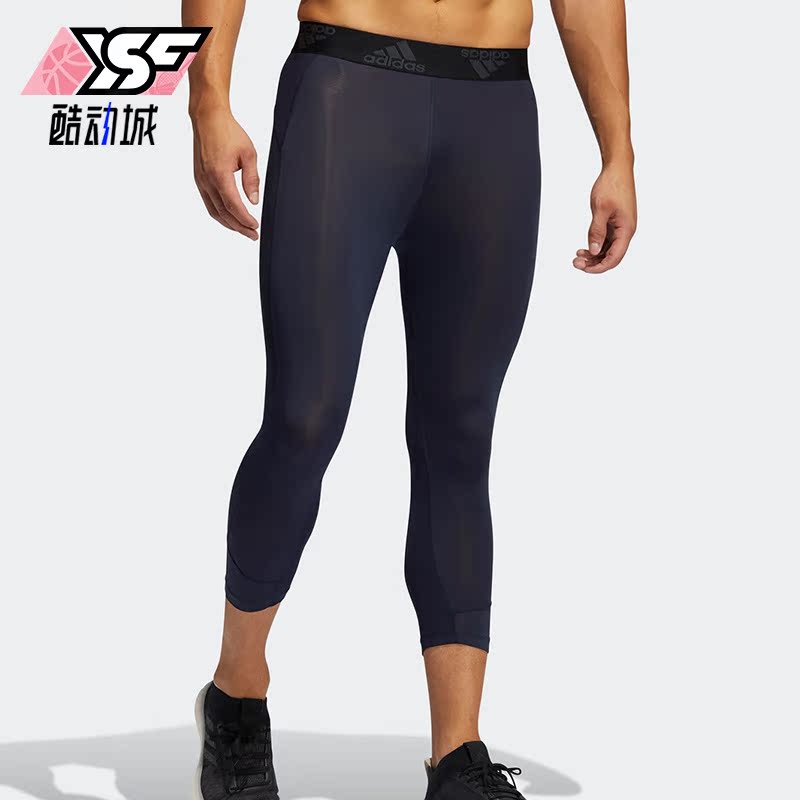 阿迪达斯正品男子运动紧身七分裤