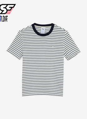 Puma/彪马正品运动透气新款女士复古休闲条纹短袖T恤627732-59