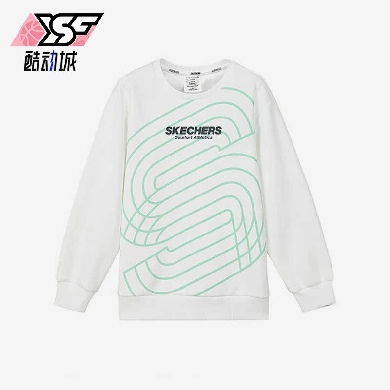 Skechers/斯凯奇正品大童简约时尚运动针织长袖圆领卫衣 P323B035