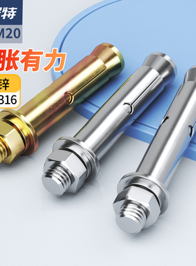 佰瑞特304不锈钢膨胀螺丝316外膨胀螺栓加长彩锌拉爆螺钉胀管M6M8