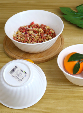 超值2只装花纹塑料碗微波炉加热饭碗白色汤碗面碗饭店大小号可选