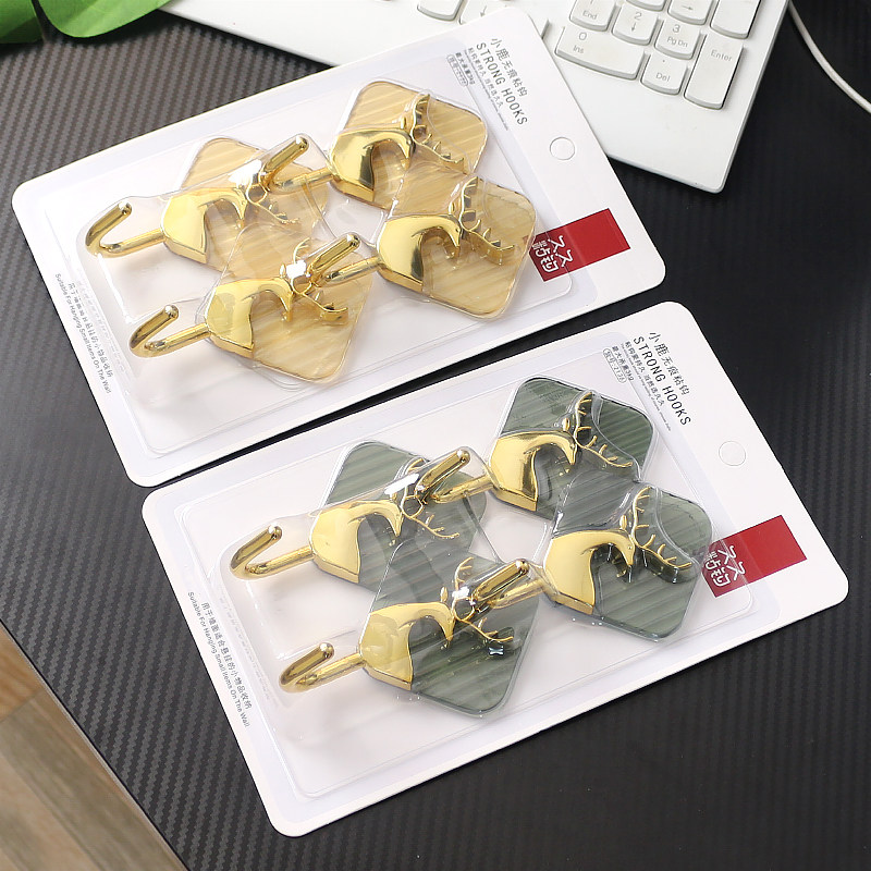 麋鹿挂钩免打孔门后挂衣钩钥匙挂钩浴室厕所轻奢强力透明无痕粘钩,收纳整理,挂钩/粘钩,淘宝优惠券,粉丝福利购,淘宝优惠卷