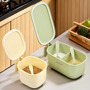 大号调料盒单格双格按压式调味盒食品级PP佐料盒装盐炒菜料的盒子