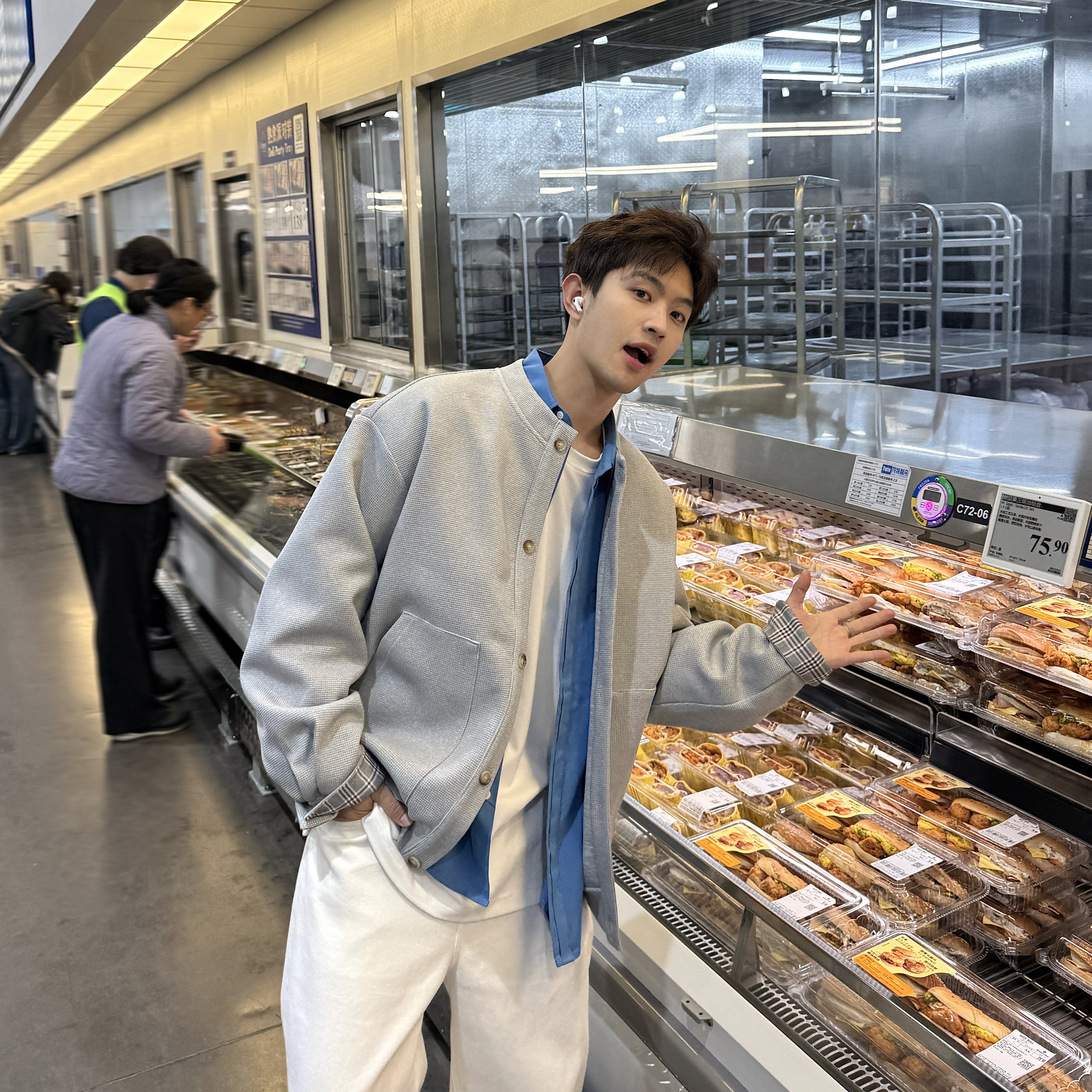 飞型记复古假两件华夫格卫衣男慵懒风撞色袖开衫宽松休闲灰色外套,男装,卫衣,淘宝优惠券,粉丝福利购,淘宝优惠卷