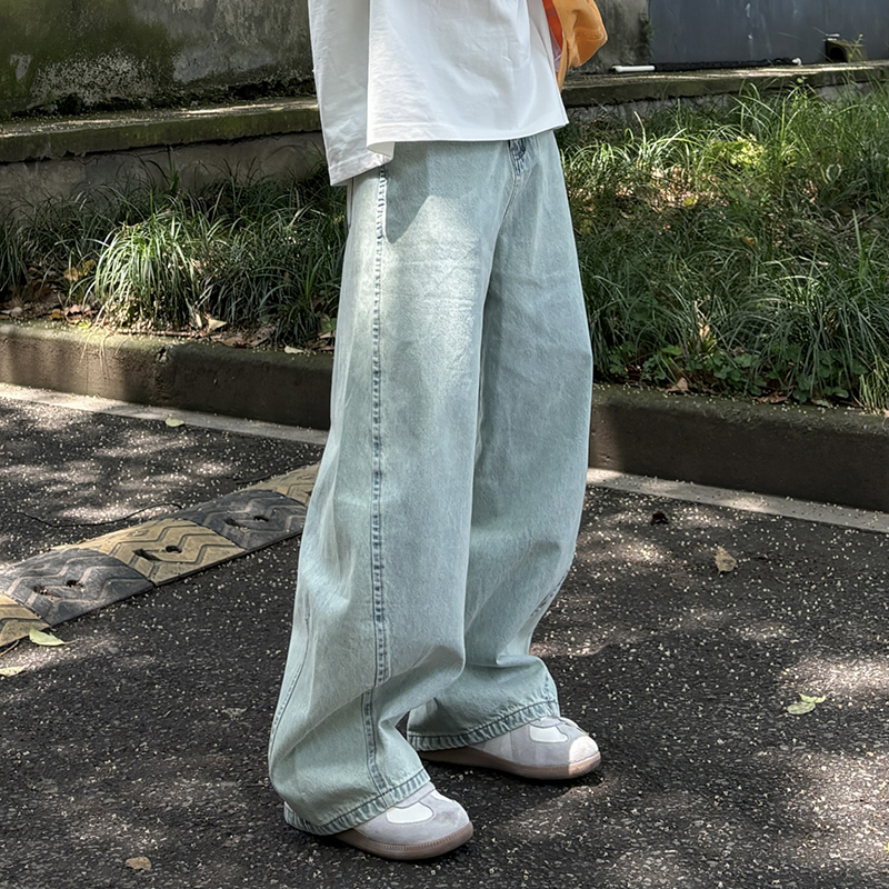 美式复古水洗做旧牛仔裤