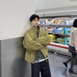 飞型记立领短款棉衣男宽松工装风保暖外套美式复古冬季棉服夹克