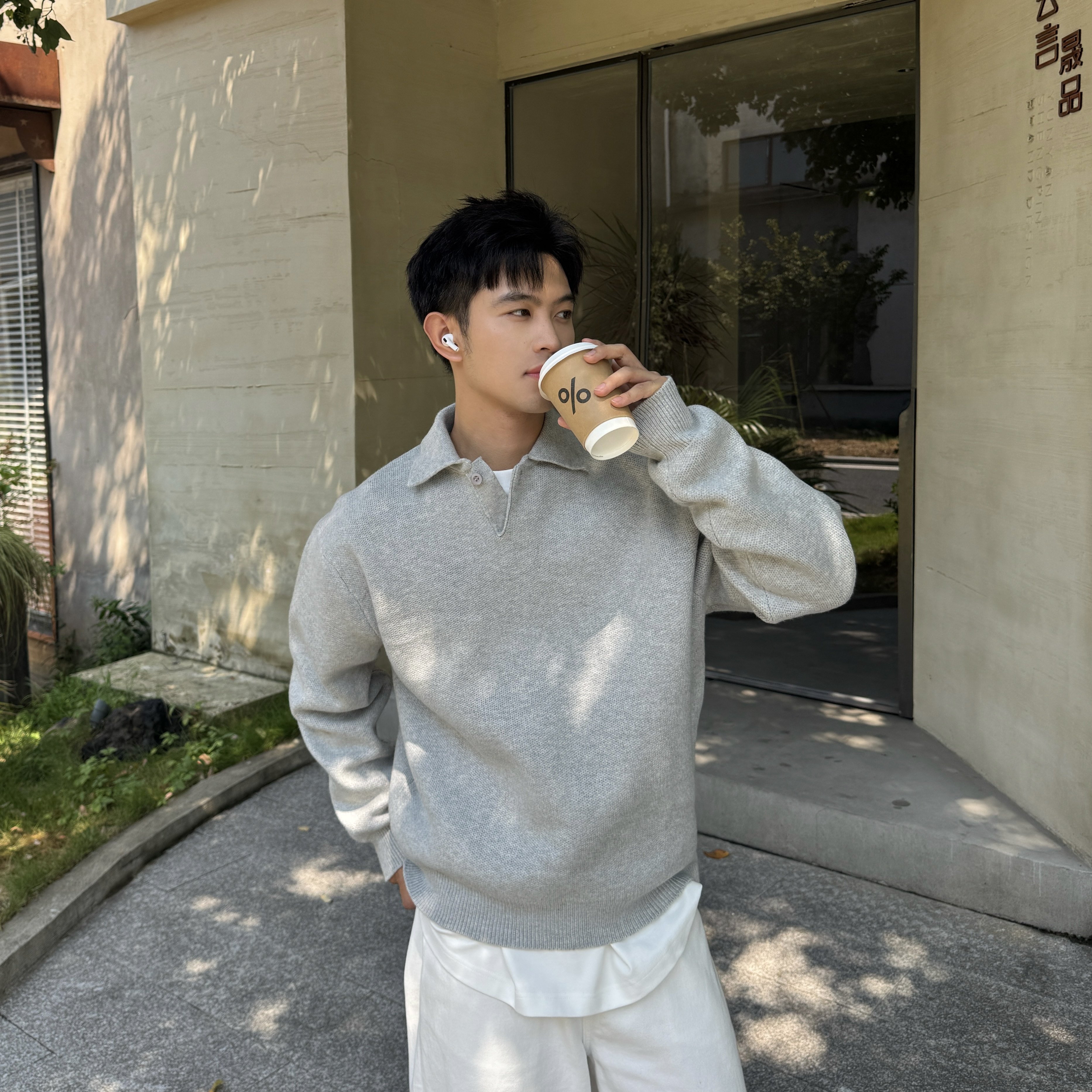 飞型记美式复古polo领针织衫男秋冬翻领慵懒极简宽松休闲毛衣外套,男装,针织衫/毛衣,淘宝优惠券,粉丝福利购,淘宝优惠卷