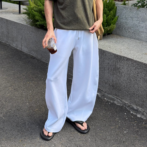 飞型记美式白色裤子男女阔腿宽松直筒长裤运动卫裤百搭休闲裤子