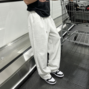 复古简约阔腿长裤 飞型记灰色卫裤 宽松休闲裤 薄款 子 男潮牌运动裤