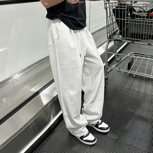 美式复古重磅卫裤男冬季新款