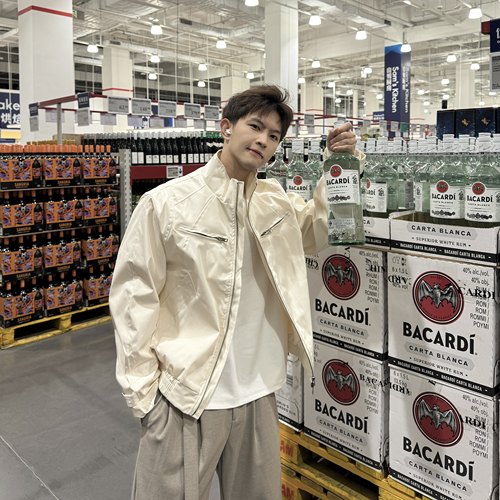 飞型记米白色机能风立领夹克男春季宽松拉链外套韩系潮流百搭上衣