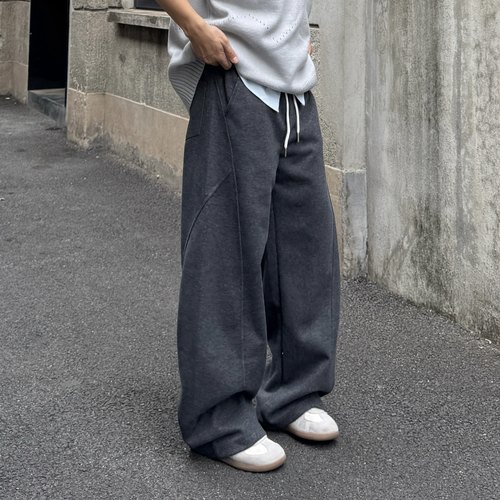 重磅360克撞色罗口腰头弯刀卫裤