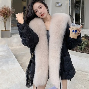 可脱卸超大狐狸毛领羽绒服女小个子显瘦 2024冬新款皮草外套