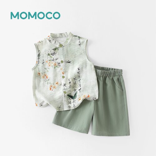 MOMOCO男童夏季背心童装新中式休闲套装78230580125