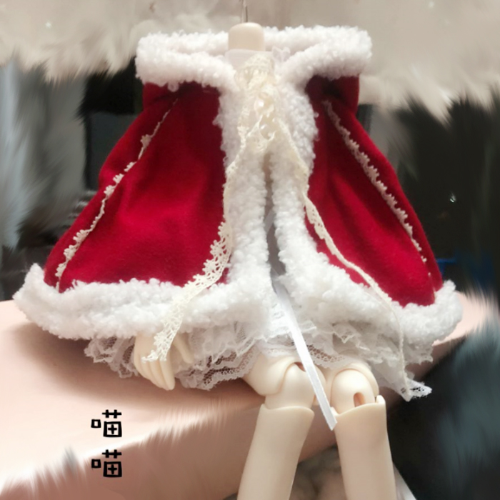 【小喵】BJD娃衣6分4分8分 ob11可爱圣诞小斗篷红帽外套bjd材料包
