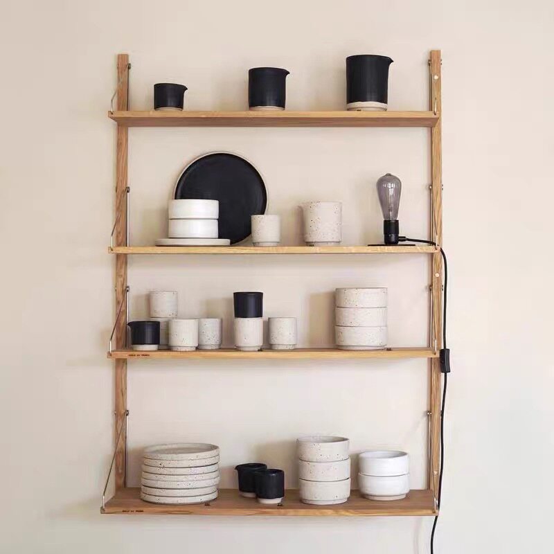 墙上置物架打孔实木隔板壁挂一字搁板收纳书架中古隔板展示架