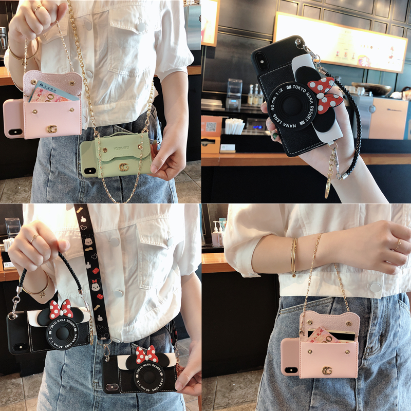 适用华为nova7/6/5/4零钱包手机壳畅享10plus斜挎荣耀9x/8x插卡se