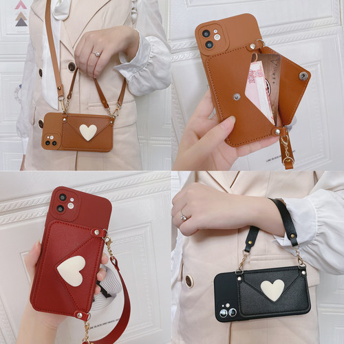 适用一加13/12零钱包手机壳oneplus15保护套斜挎背带1+ACE2/3爱心卡包1+ace3V女Ace6/6T/1+Turbo6v