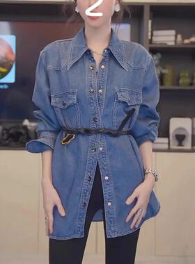法式叠穿软牛仔衬衫女高