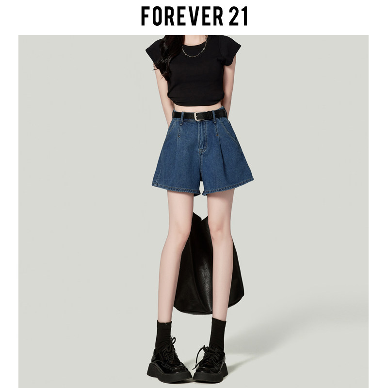 Forev21复古蓝阔腿牛仔短