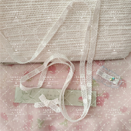 2米温和款色-白棉线刺绣小花朵贴夹子打蝴蝶结双花边无弹力1.1CM