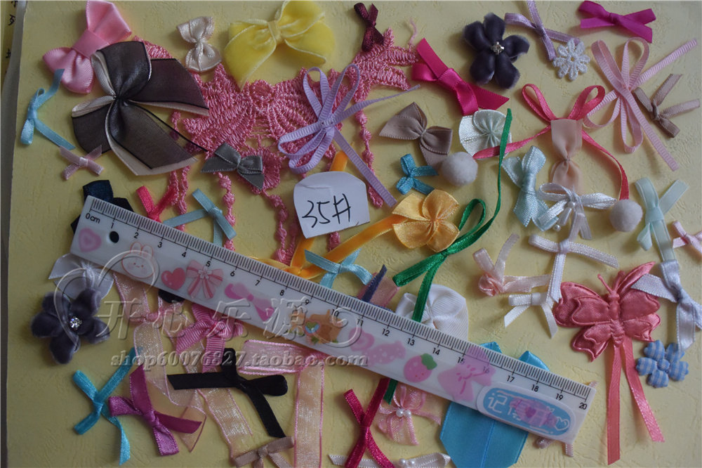 35号约56个杂包蝴蝶结小花仔各种大小尺寸材质看图上1包1份