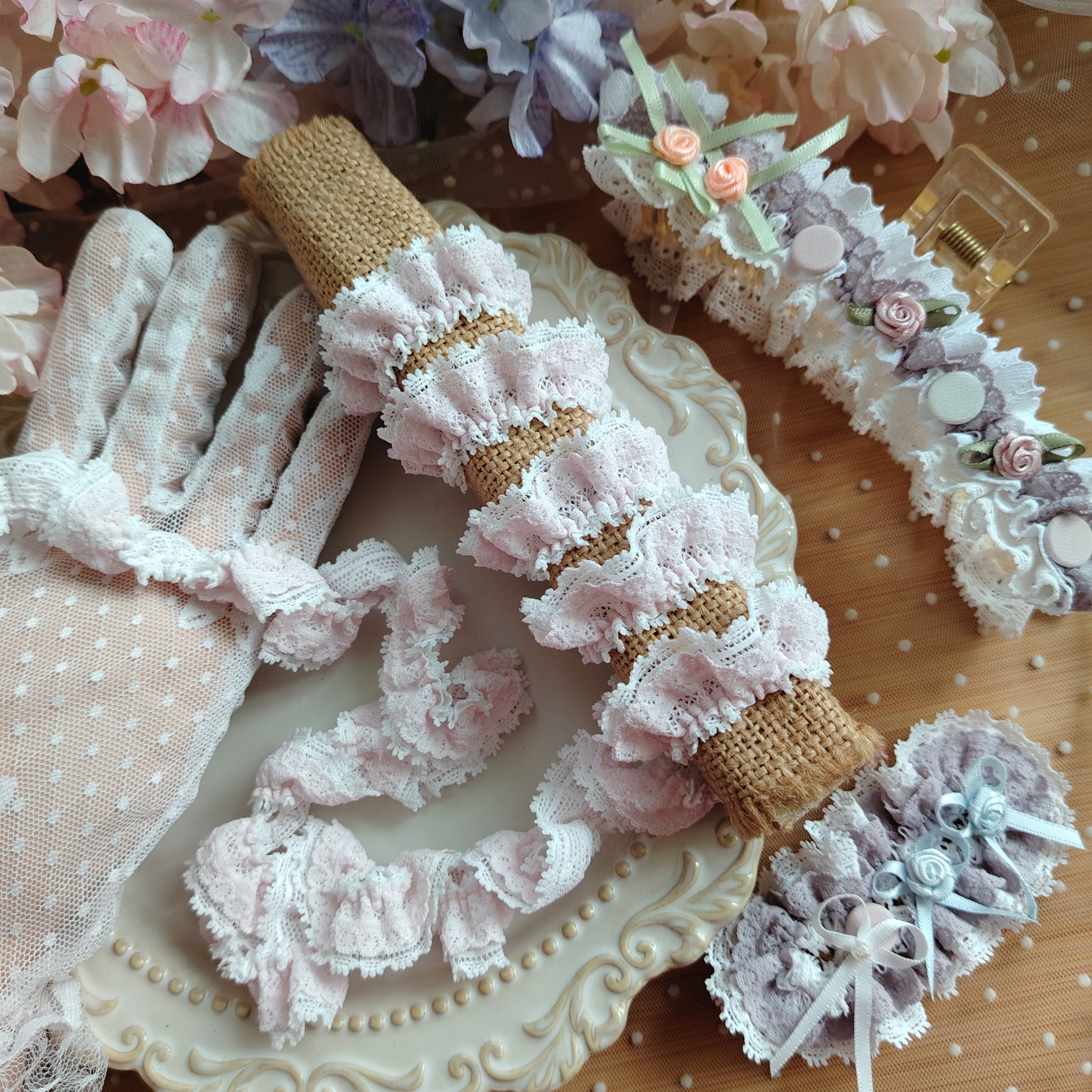 重工定制温柔2层唯美双色木耳花边鲨鱼夹荷叶边裙花丸胸花嫁辅料,居家布艺,花边,淘宝优惠券,粉丝福利购,淘宝优惠卷