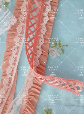 2CM西柚红精密高亮XX带特殊辅料无弹力白色无弹台产小花薄软蕾丝