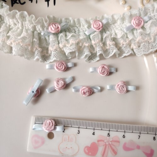 现货 尾货 外单多款手工小玫瑰花辅料花仔丝带纱系绿叶 无叶