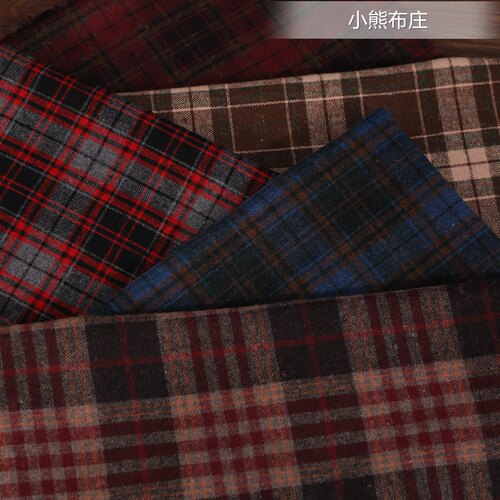 diy小熊复古风薄呢服装格子布