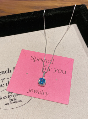 法式湖水蓝精致锆石耳钉女精致轻