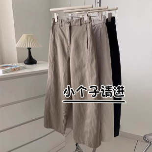 150八分女裤 百搭休闲裤 春装 145小个子半松紧腰宽松显瘦高腰阔腿裤