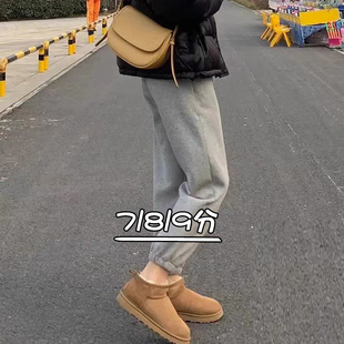 七分老爹哈伦裤 145小个子束脚运动裤 女高腰显瘦秋冬加绒休闲卫裤