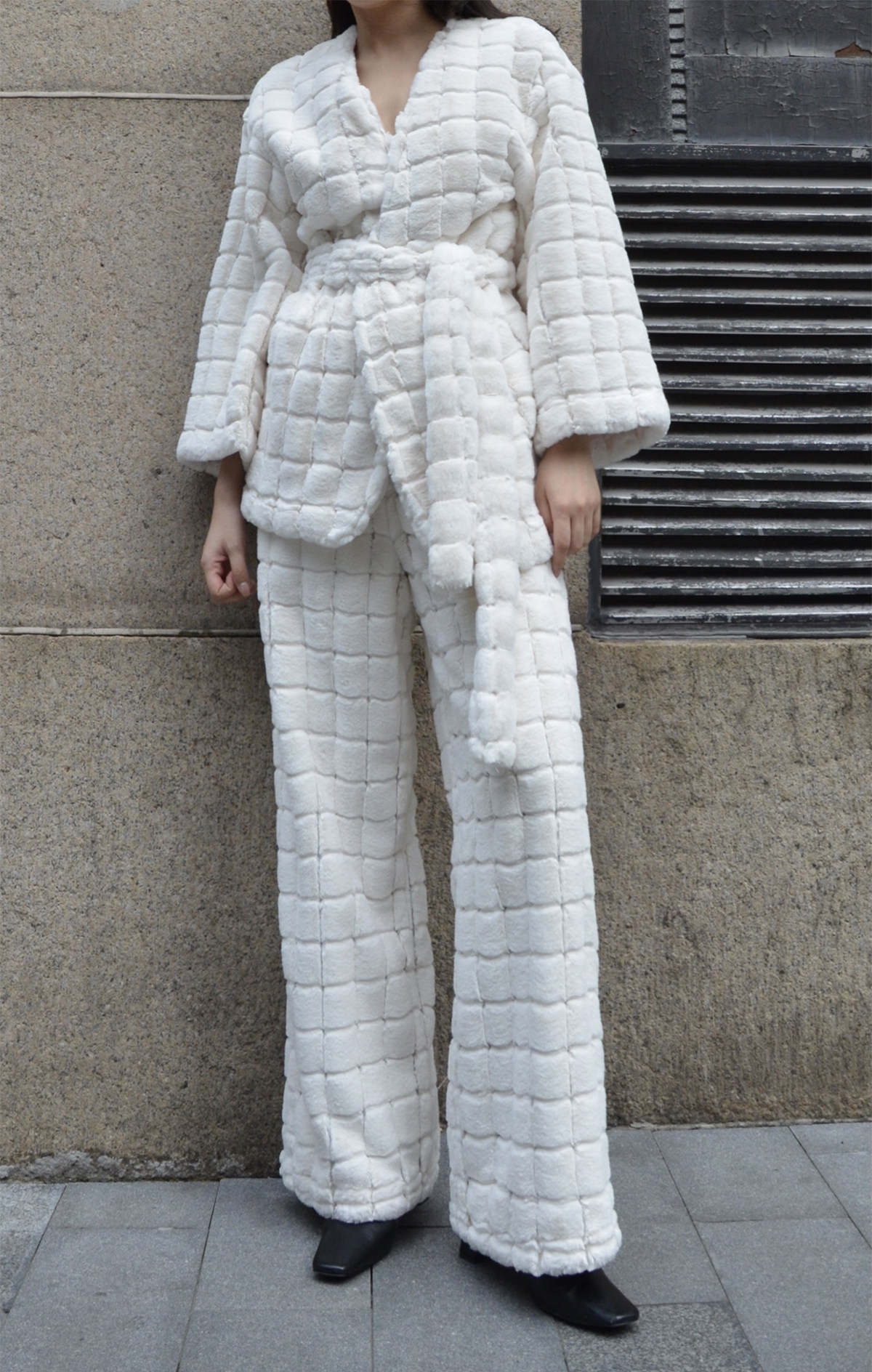 菱格纹兔毛兔毛菱格纹毛绒绒