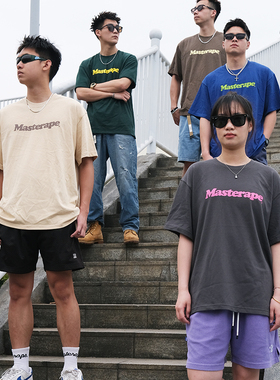 Masterape夏季新款潮牌美式宽松印花多色纯棉重磅凉感男女短袖T恤