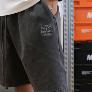 街头宽松毛圈刺绣短裤 Masterape新款 蜡染水洗做旧重磅纯棉美式