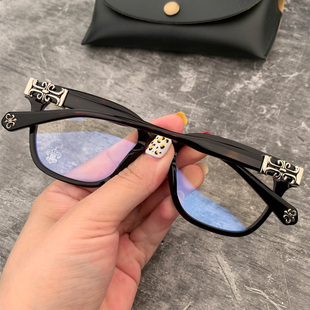 麦克心罗心眼镜框架新品银饰板材粗框素颜黑框近视平光网红眼镜架