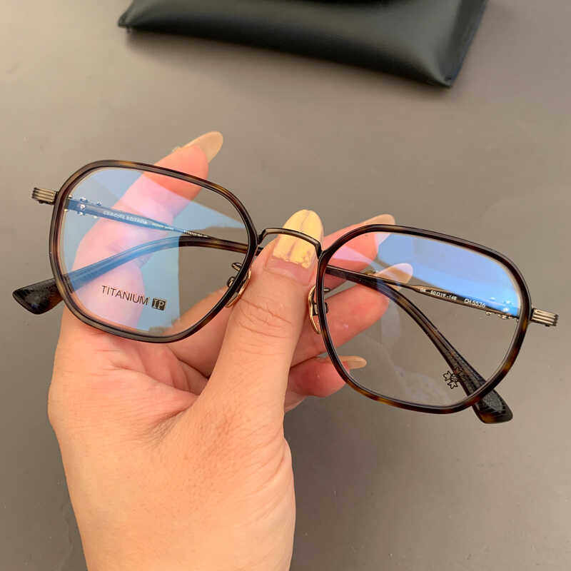 新品眼镜框架个性潮流款纯钛超轻高度数复古百搭男女轻奢近视平光