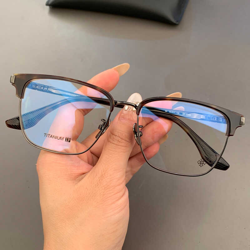 新品眼镜框架纯钛个性眉毛架超轻弹簧腿大脸型纯钛百搭男女近视镜