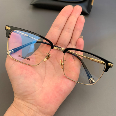 麦克心罗心眼镜框新品超轻方形金丝边纯钛男女近视平光全框眼镜架