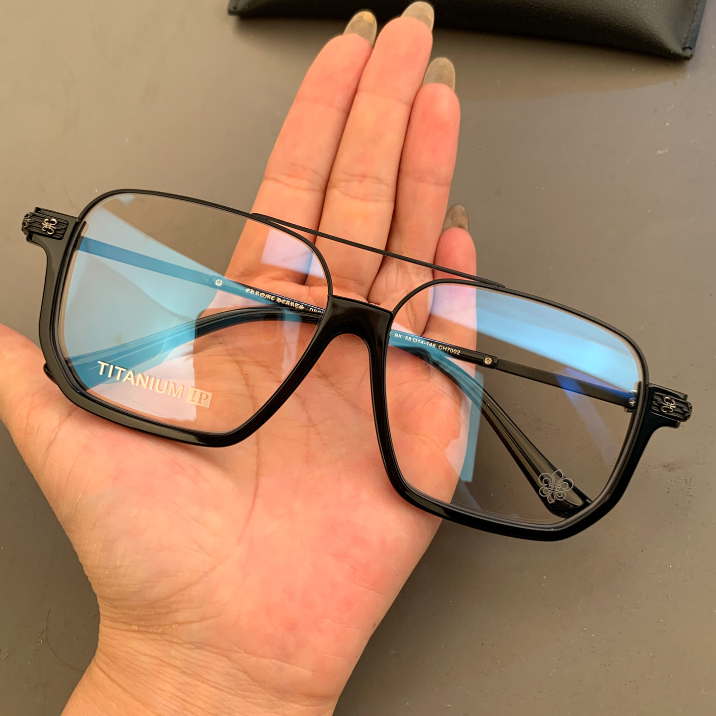 新品眼镜框架百搭潮流款倒半框大框纯钛超轻大脸型男女近视平光镜