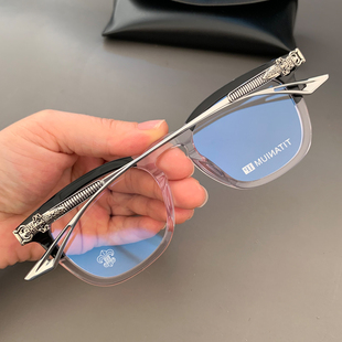 麦克心罗心眼镜框架新品素颜板材纯钛透明色全框男女个性近视平光